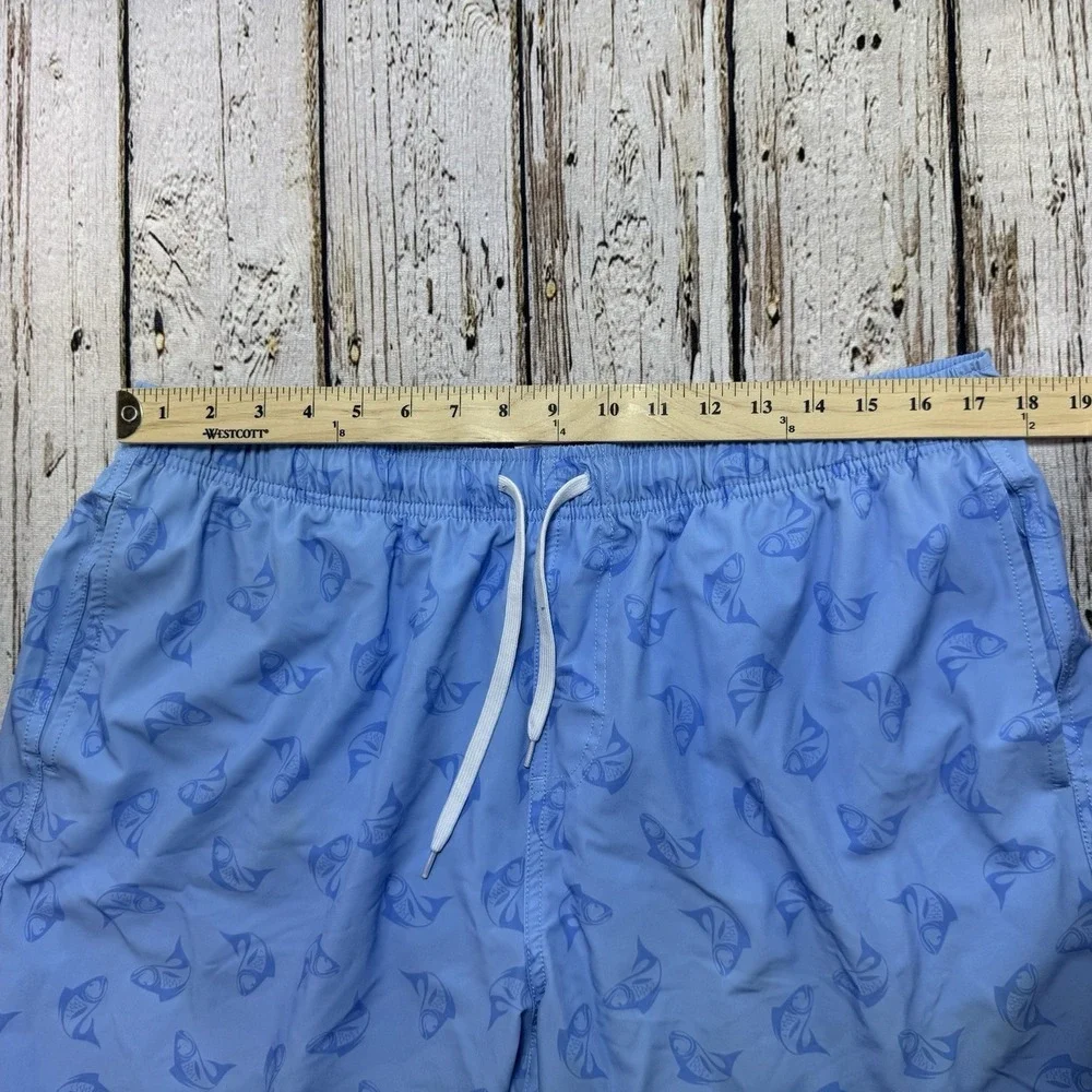 Bear Bottom Men's XXL Lined 7'' Inseam Swim‎ Trunks Shorts Blue Fish Print